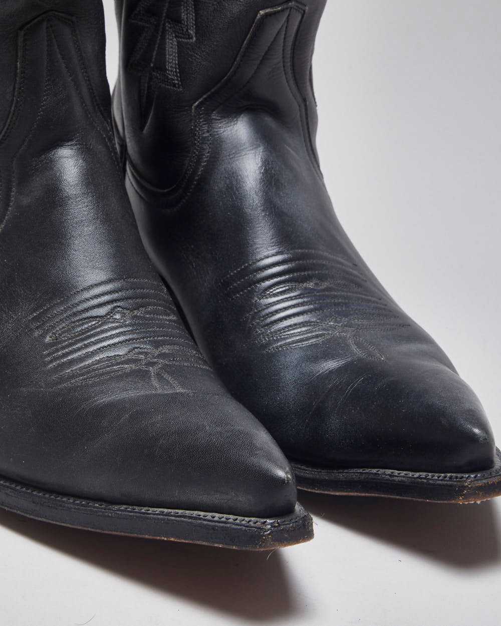 Vintage Zodiac Black Leather Cowboy Boots - UK 11 - image 6