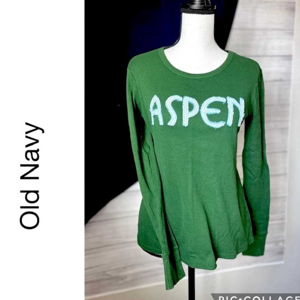 OLD NAVY ASPEN EMBROIDERED PATCHWORK THERMAL LS T… - image 1