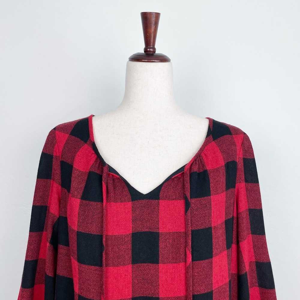 Madewell Red Buffalo Plaid Long Sleeve Mini Shift… - image 3