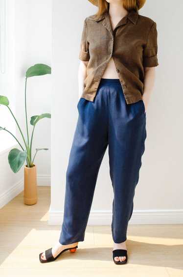 Navy Silk Trousers