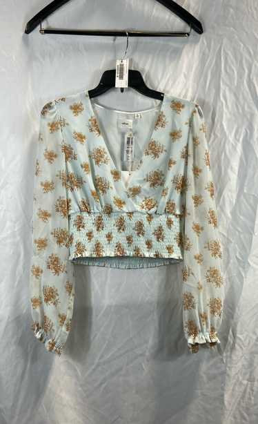 NWT Wilfred Womens Blue Brown Floral Smocked V-Nec