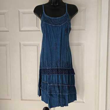 Rayon blue whimsigoth boho fairy grunge midi embro