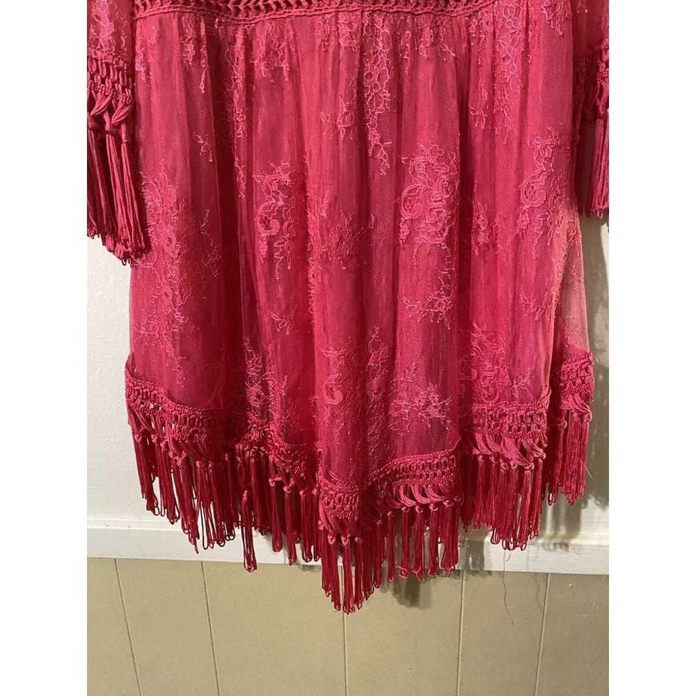 Womens Boho Mini Lace Sheer Coquette Dress Fringe… - image 3