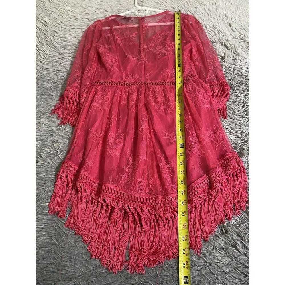 Womens Boho Mini Lace Sheer Coquette Dress Fringe… - image 6