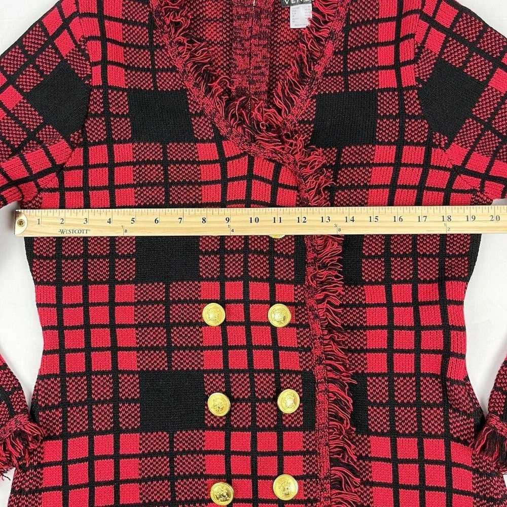 Venus Red Black Plaid Tartan Fringe Long Sleeve G… - image 10