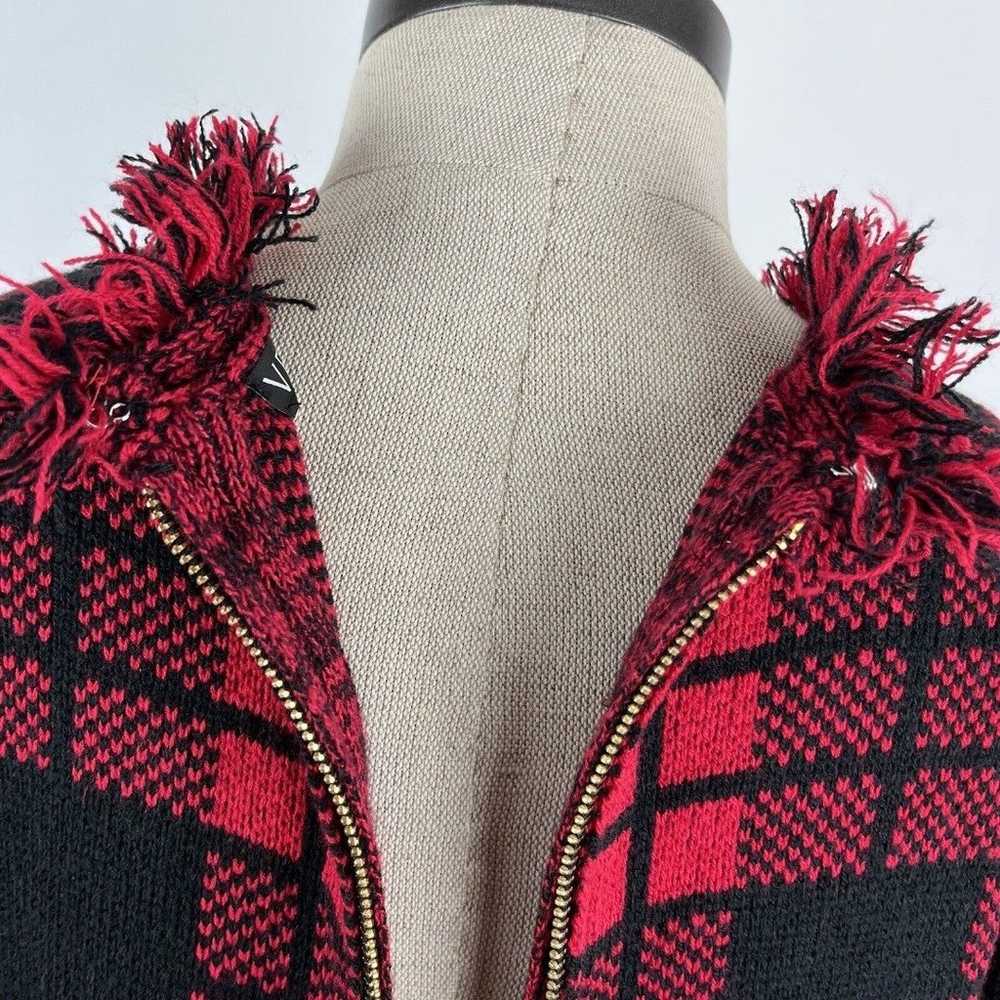 Venus Red Black Plaid Tartan Fringe Long Sleeve G… - image 7