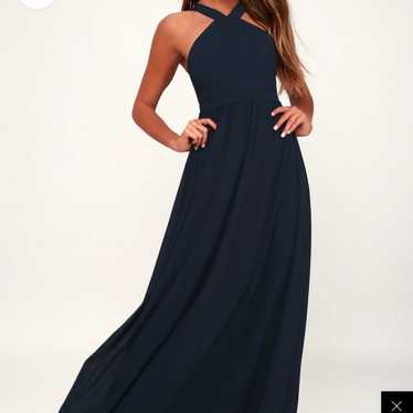 Lulus navy halter neck chiffon dress