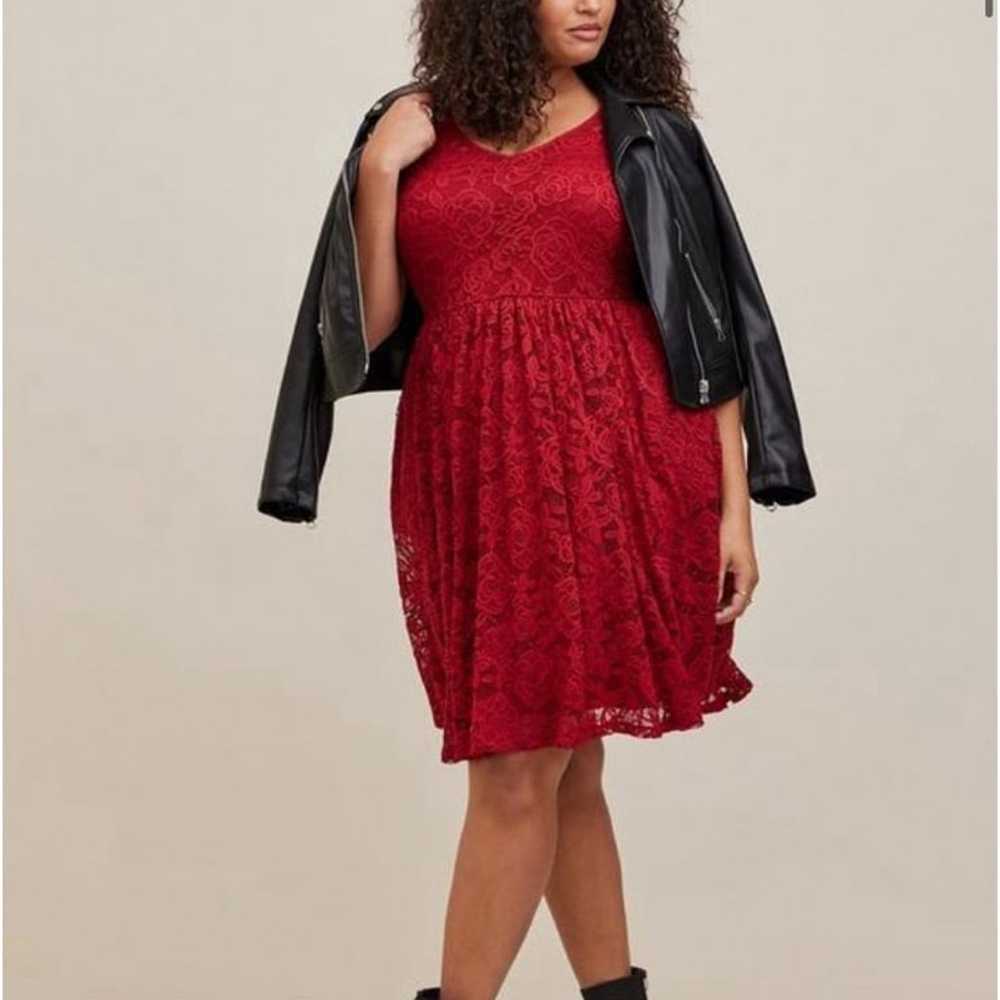 Torrid Red Mini Lace Skater Dresd - image 2