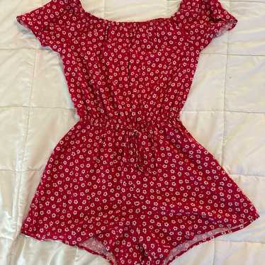 Abercrombie And Fitch Red And White Floral Romper 