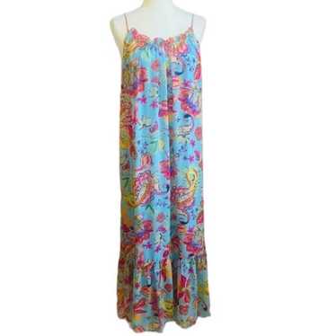 Nicole Miller Floral Paisley Print Ruffle Hem Max… - image 1