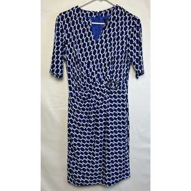 Tahari Women's Sz 8 Blue Whit Black Geometric Pri… - image 1