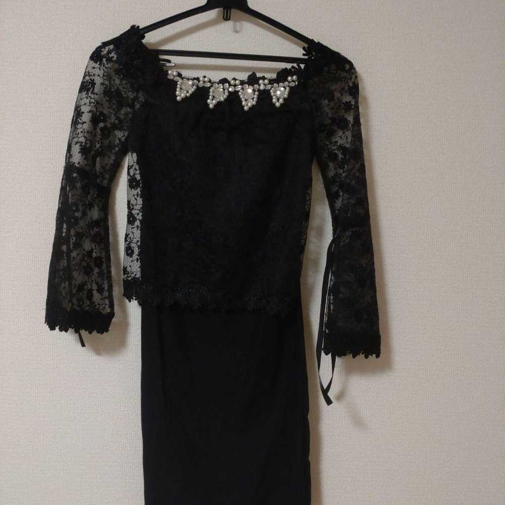 Black lace mini dress with beading. - image 1