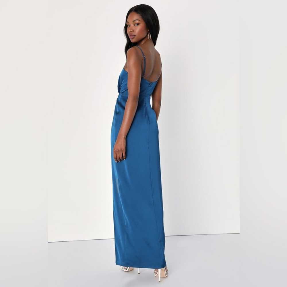 Lulus-Destiny Awaits Navy Blue Satin Faux-Wrap Ma… - image 4