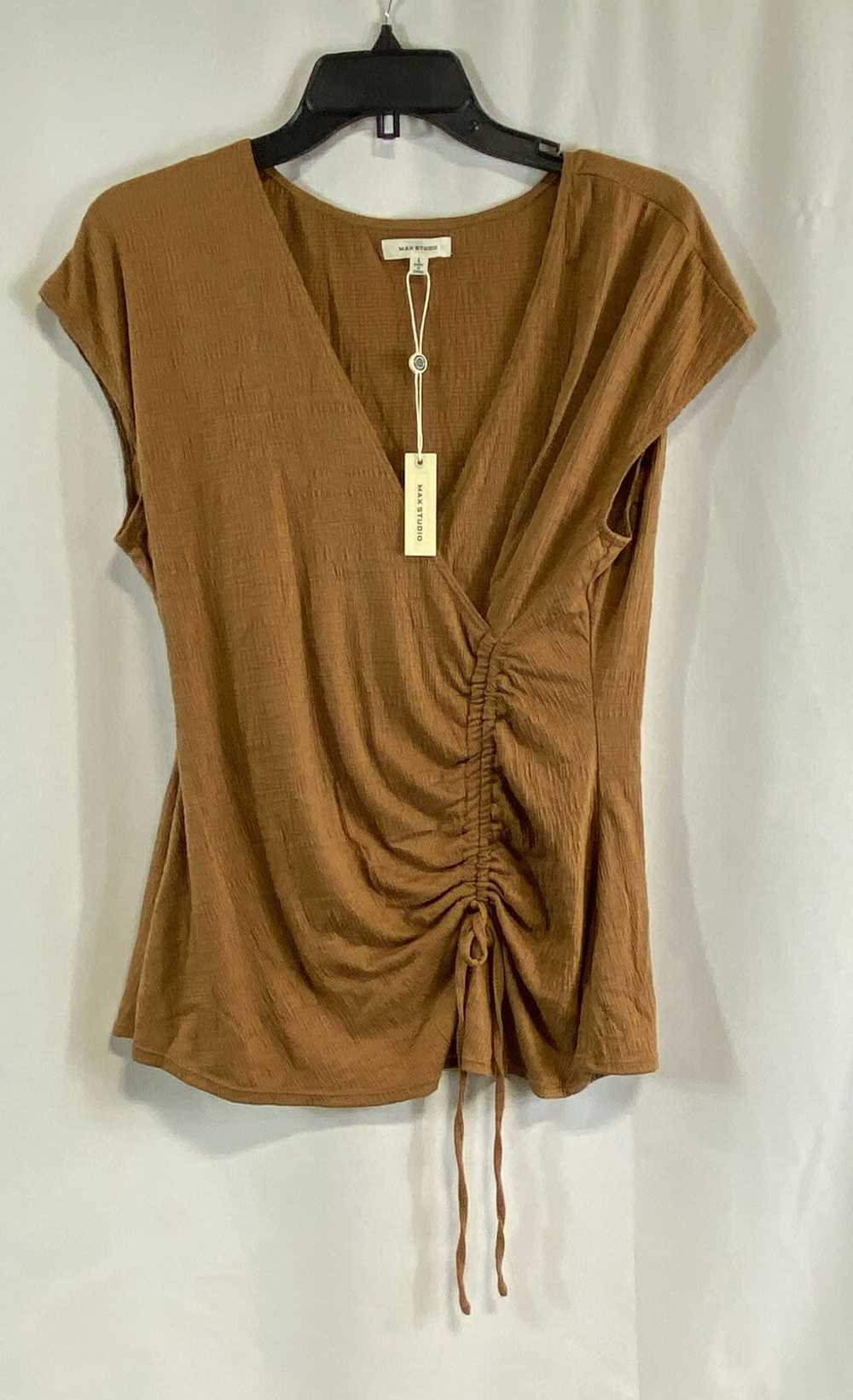 NWT Max Studio Womens Brown Short Sleeve Surplice… - image 1