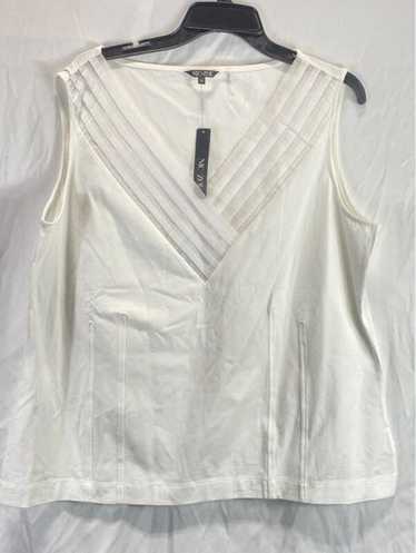 NWT NIC+ZOE Womens White Pleated Sleeveless V-Neck