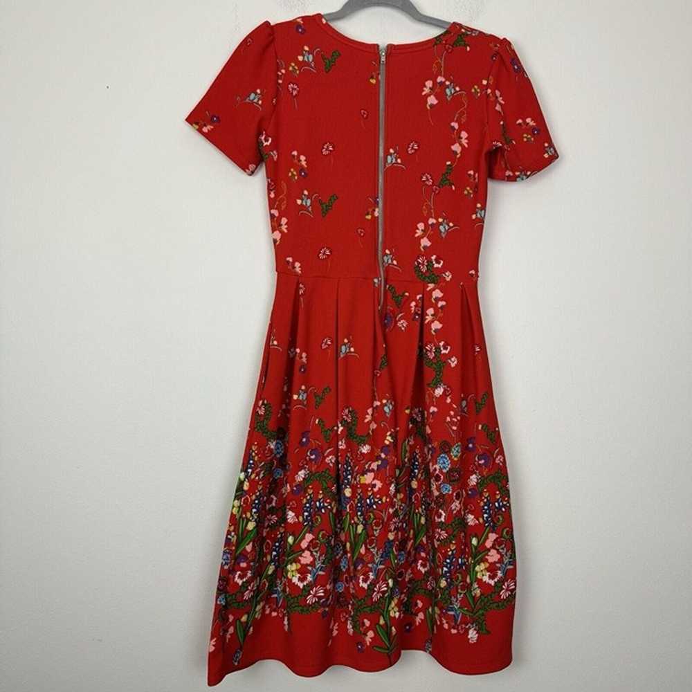 Lularoe Red Floral Dipped Amelia A-Line Dress Siz… - image 5