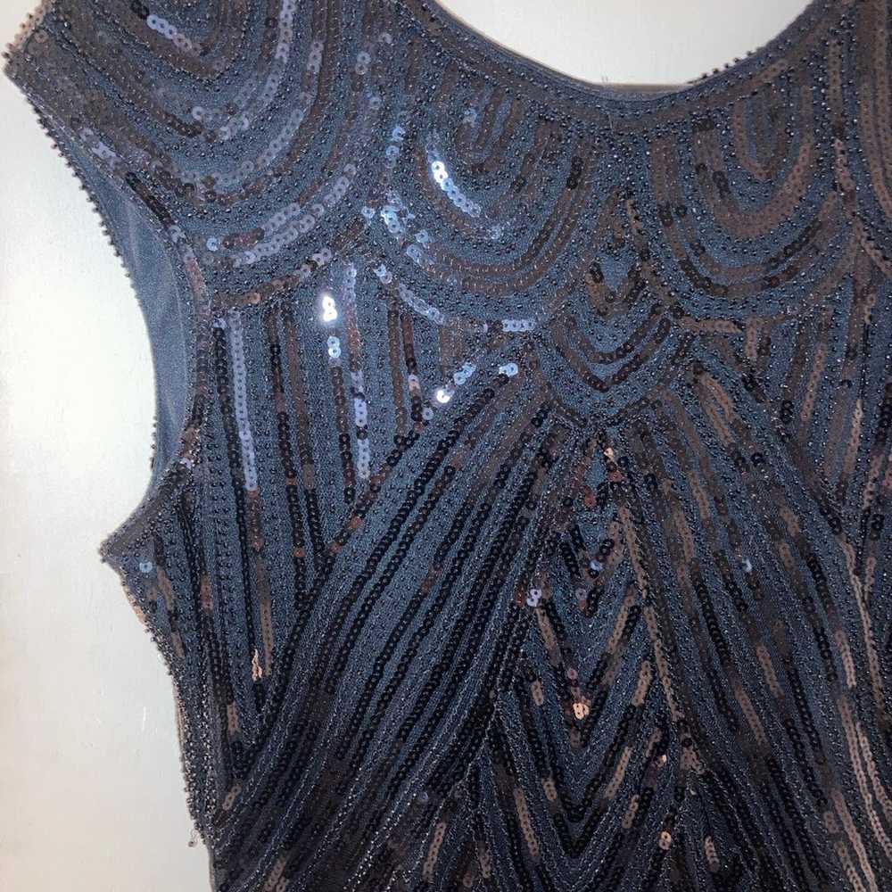 Black Flapper Sequin, Beaded and Fringe Dress Siz… - image 5