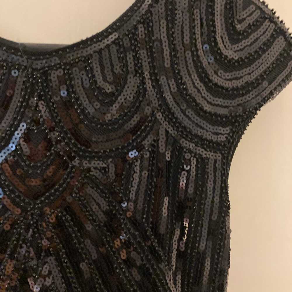 Black Flapper Sequin, Beaded and Fringe Dress Siz… - image 7