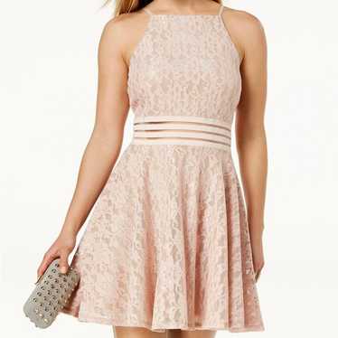 City Studio light pink sparkly lace halter top dr… - image 1