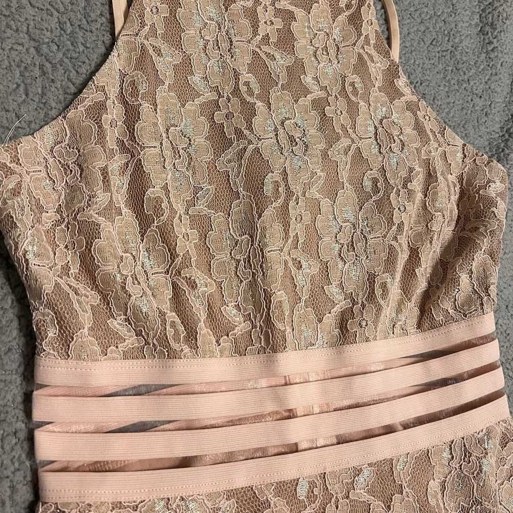 City Studio light pink sparkly lace halter top dr… - image 3