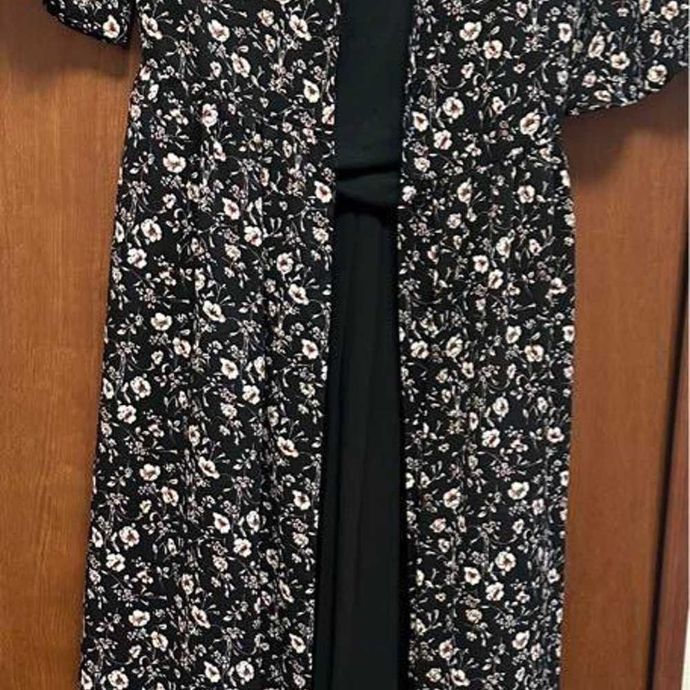 Floral pattern shirt dress black. - image 2