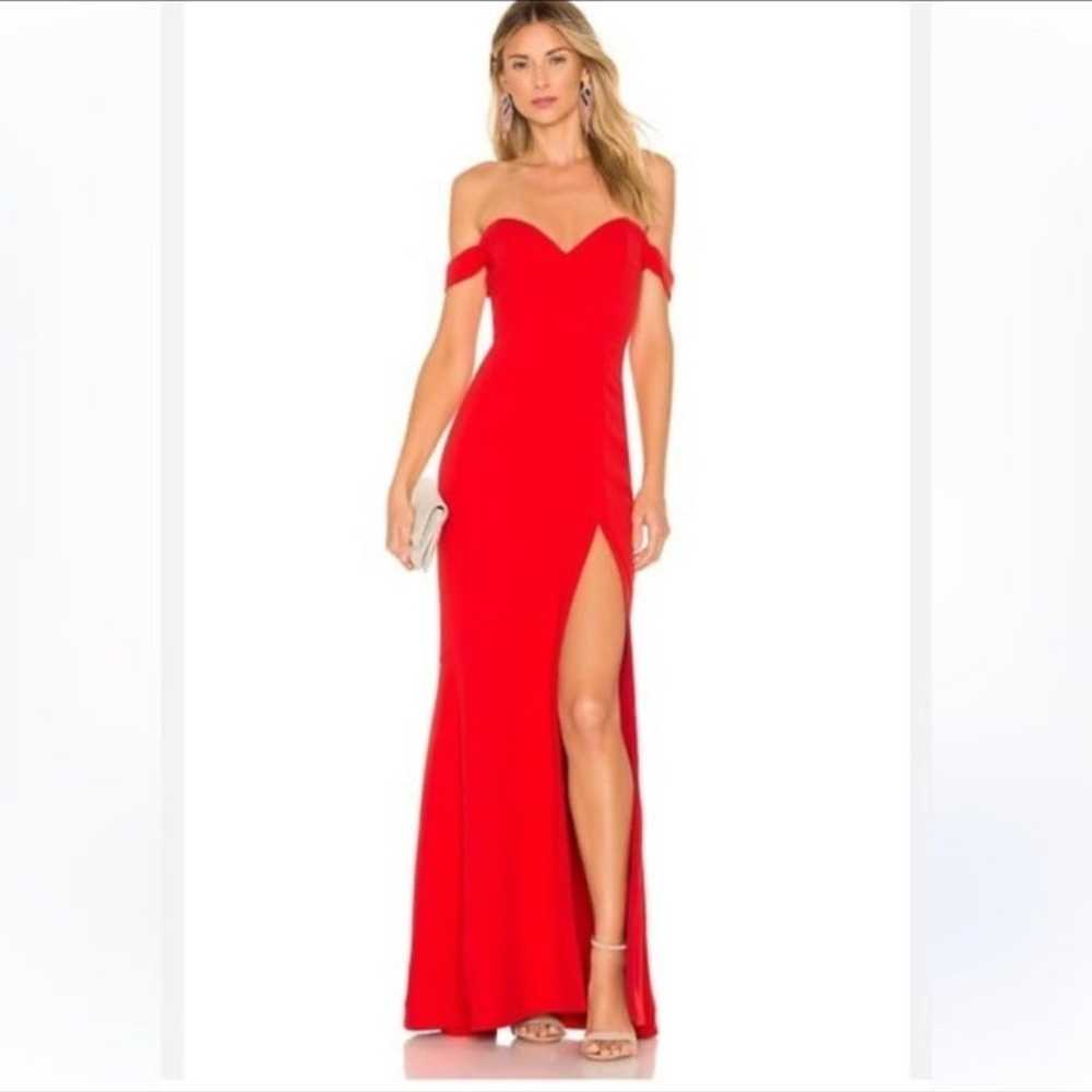 Revolve NBD Maracuya Formal Gown Red off the shou… - image 3