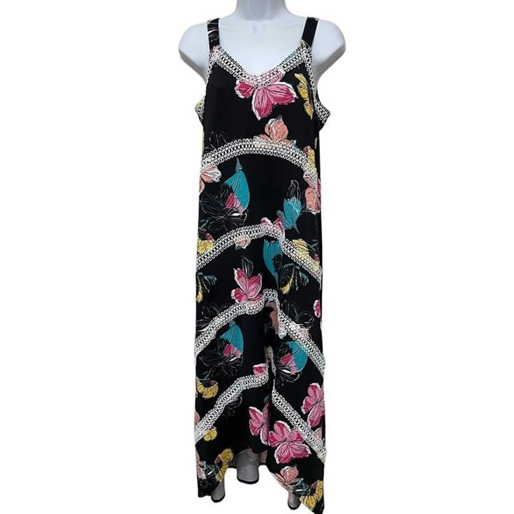 Kate & Mallory Black Floral Maxi Dress High Low H… - image 1