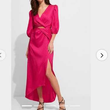 Express hot pink puff sleeve dress