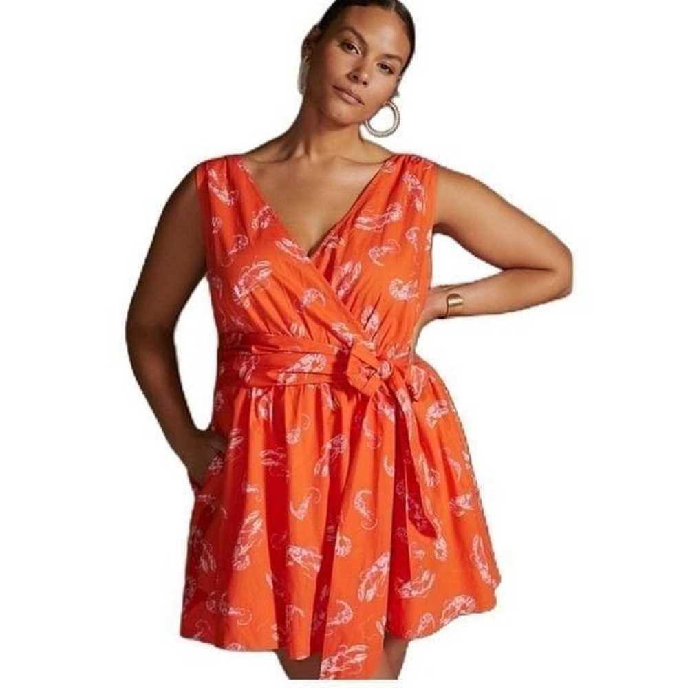 Anthropologie Maeve flirty wrap mini dress lobster - image 1