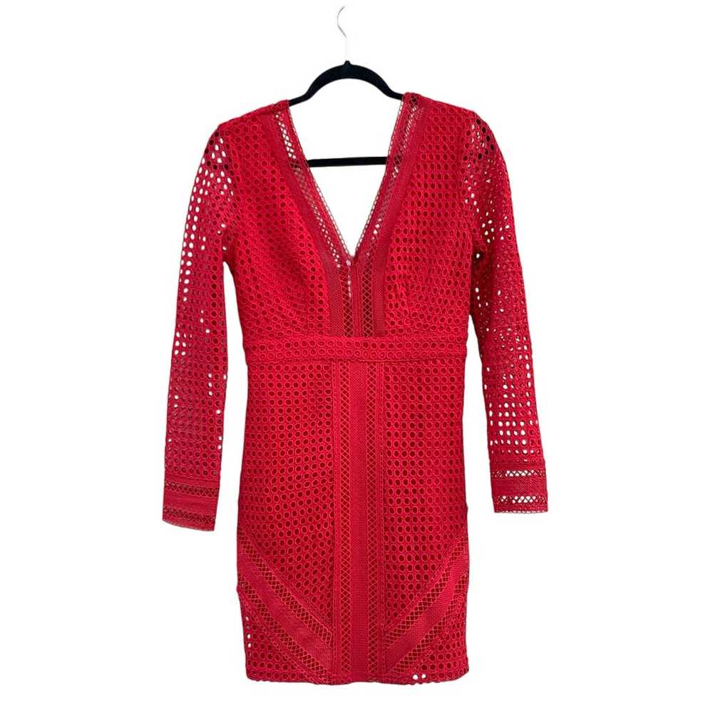 Astr The Label Red Lace Crochet Bodycon Mini Dres… - image 1