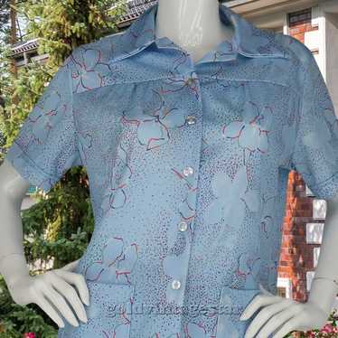 Retro Confetti Dot Floral XL Blouse Pastel Chic Vi