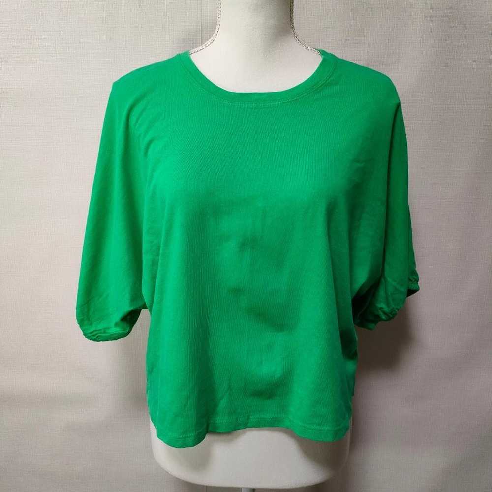 1994 ZARA 【S】 Cropped Shirt Green T-shirt - image 2