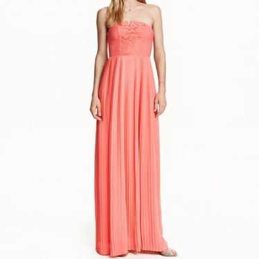 H&M strapless coral maxi dress