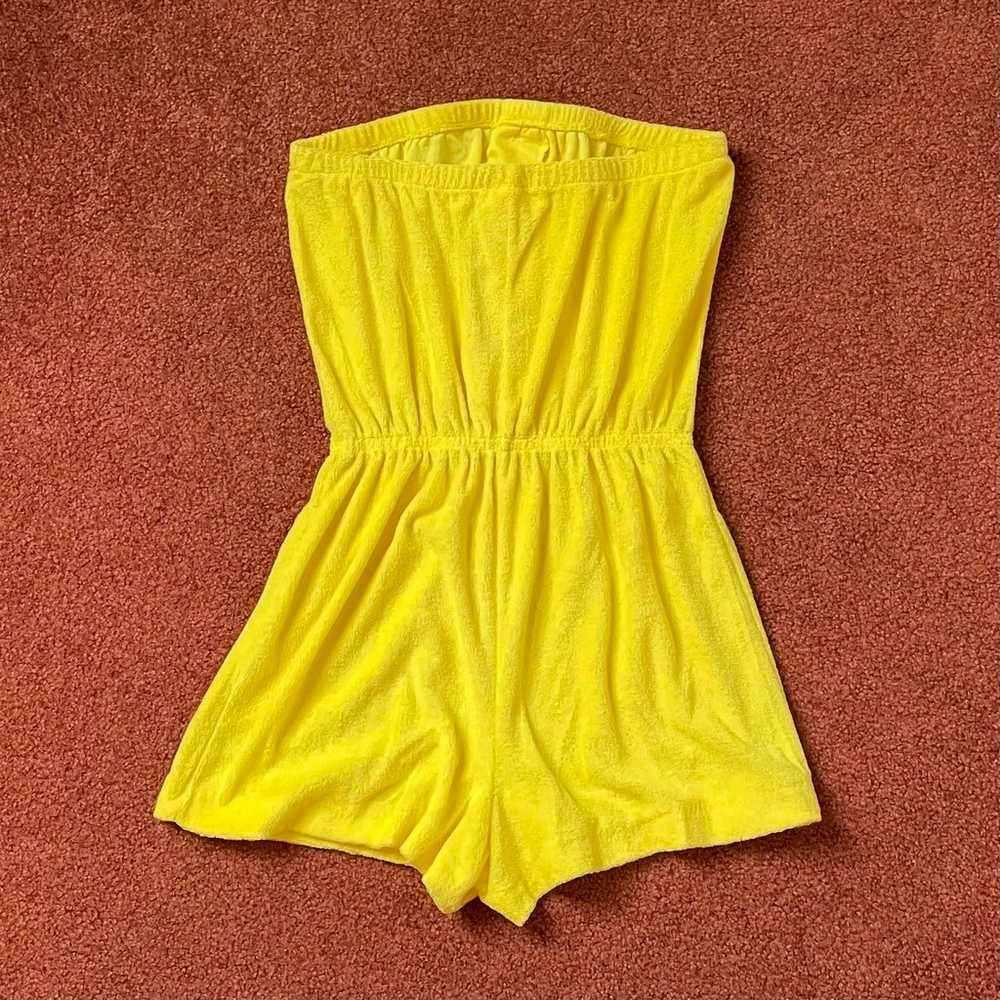 Vintage bright yellow shortie romper size M, VGVC… - image 3