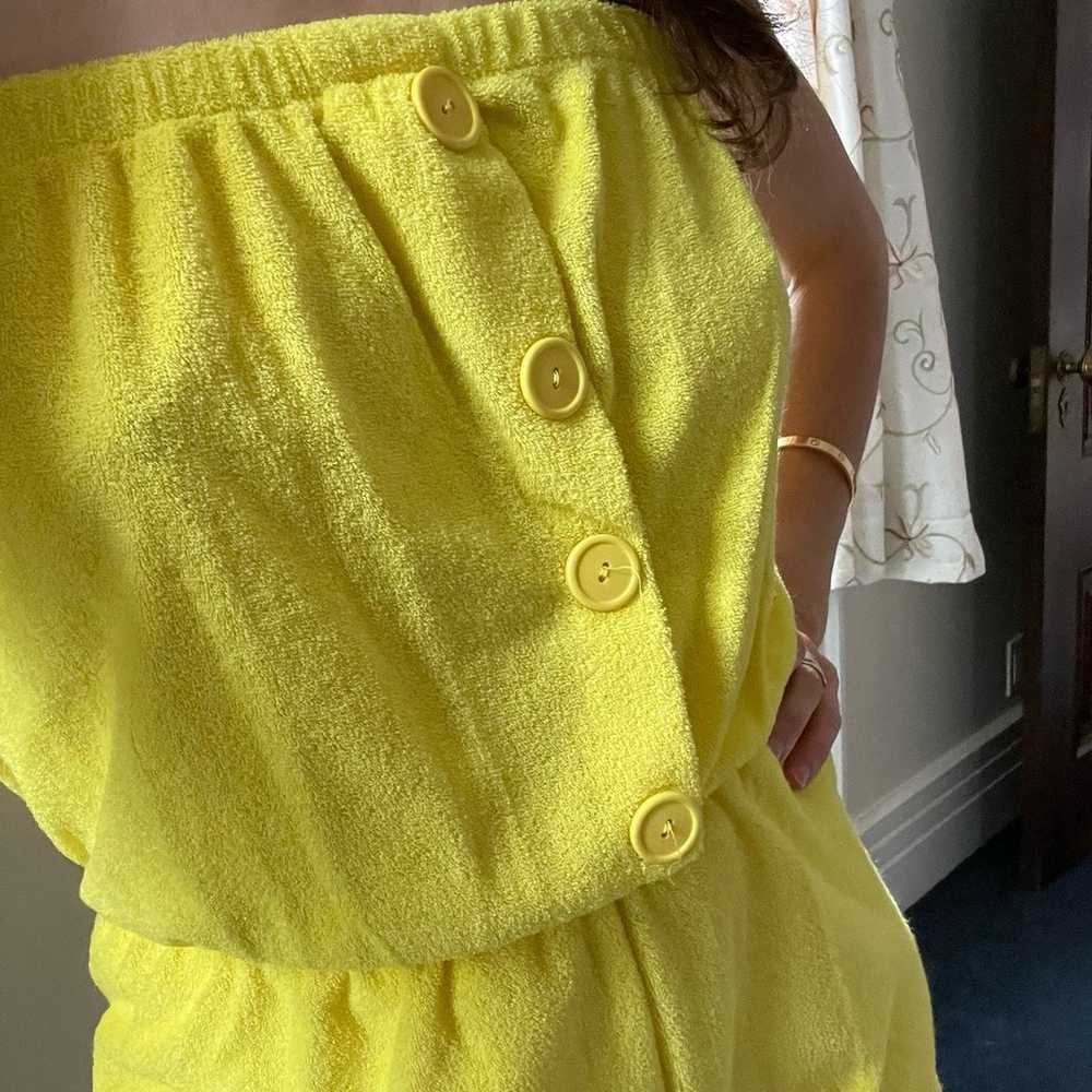 Vintage bright yellow shortie romper size M, VGVC… - image 4