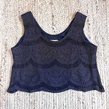 Vintage 90s Damianou dark brown lace tank top