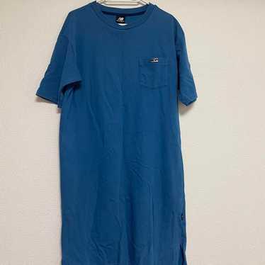 New Balance Blue Short Sleeve Long Dress with Poc… - image 1