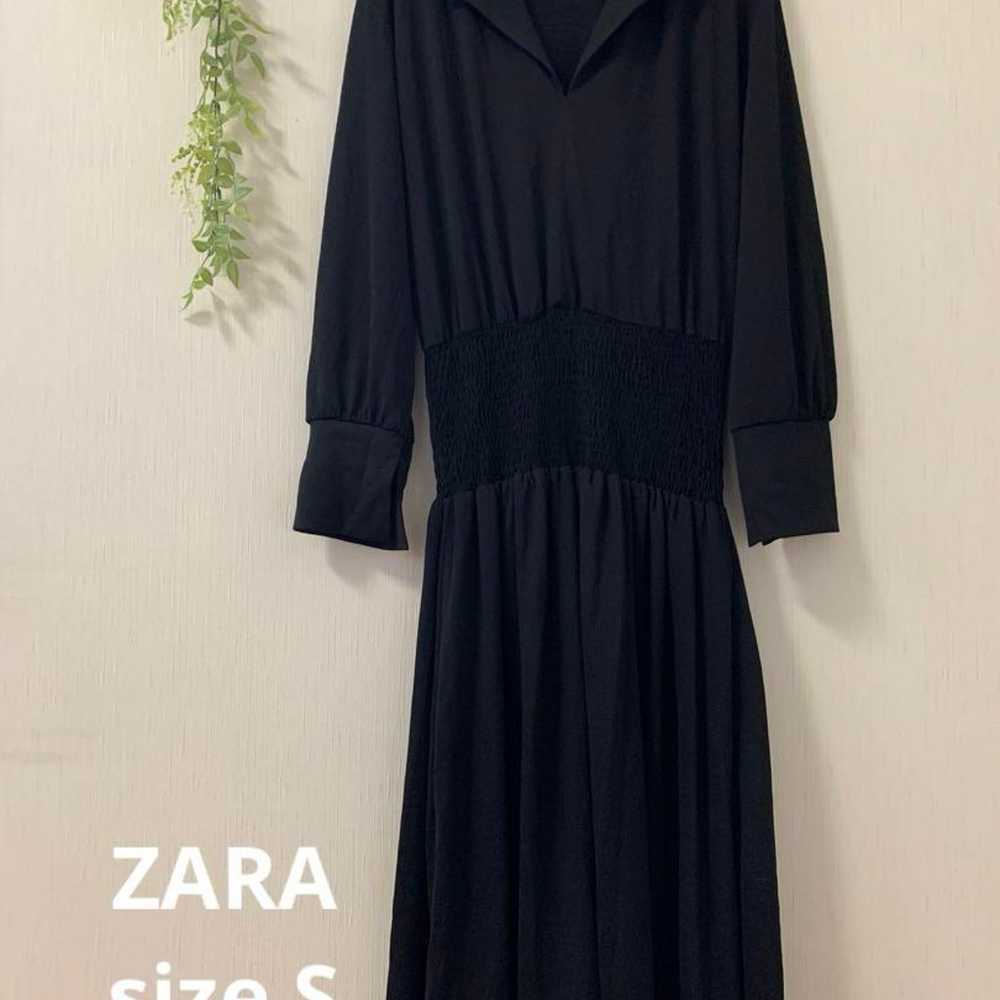 ZARA collar long one-piece black stretch shirring - image 1