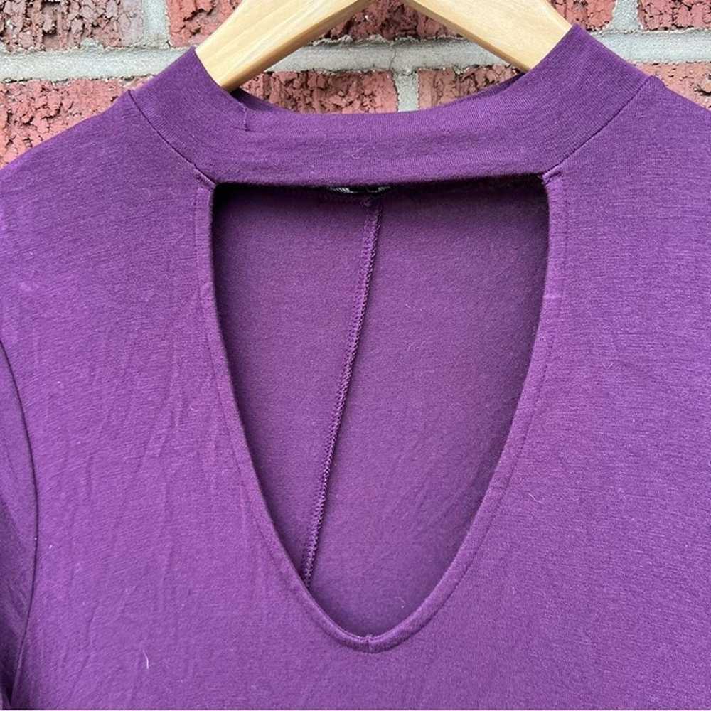 Express Dark Purple Choker Open Long Sleeve Mini … - image 2