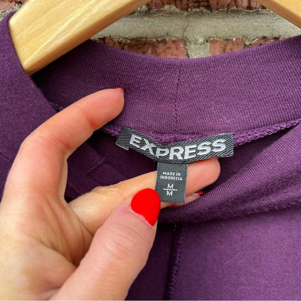 Express Dark Purple Choker Open Long Sleeve Mini … - image 3