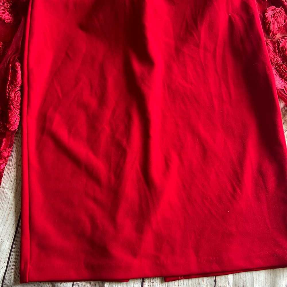 Express Size Medium Red Lace Puff Sleeve Mini She… - image 6