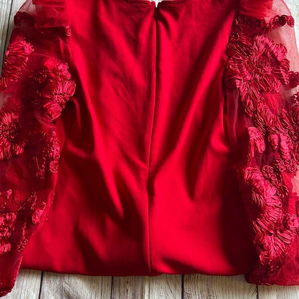 Express Size Medium Red Lace Puff Sleeve Mini She… - image 8