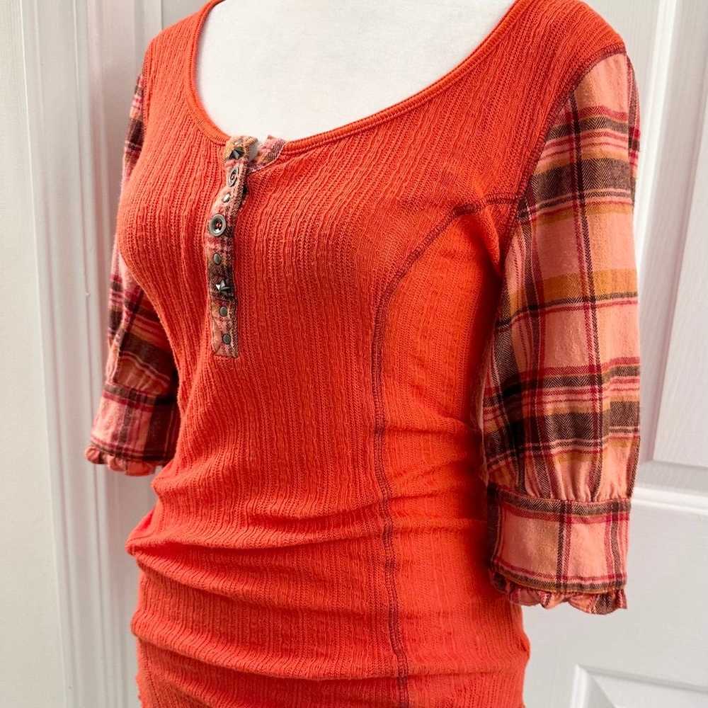 Free People Vintage Orange Stretch Top With Puff … - image 3