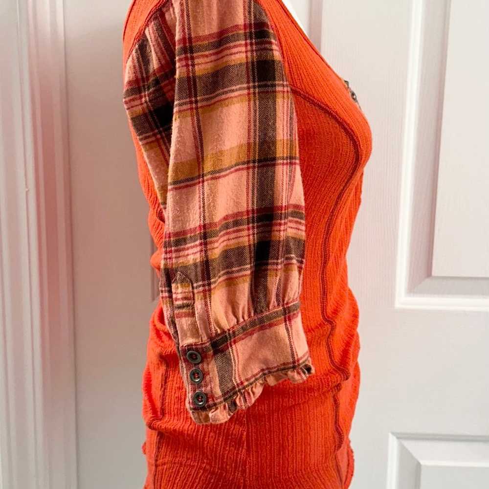 Free People Vintage Orange Stretch Top With Puff … - image 5