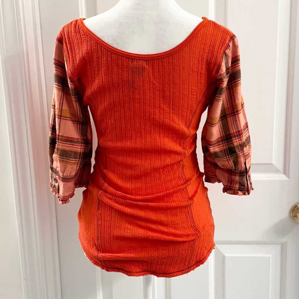 Free People Vintage Orange Stretch Top With Puff … - image 6