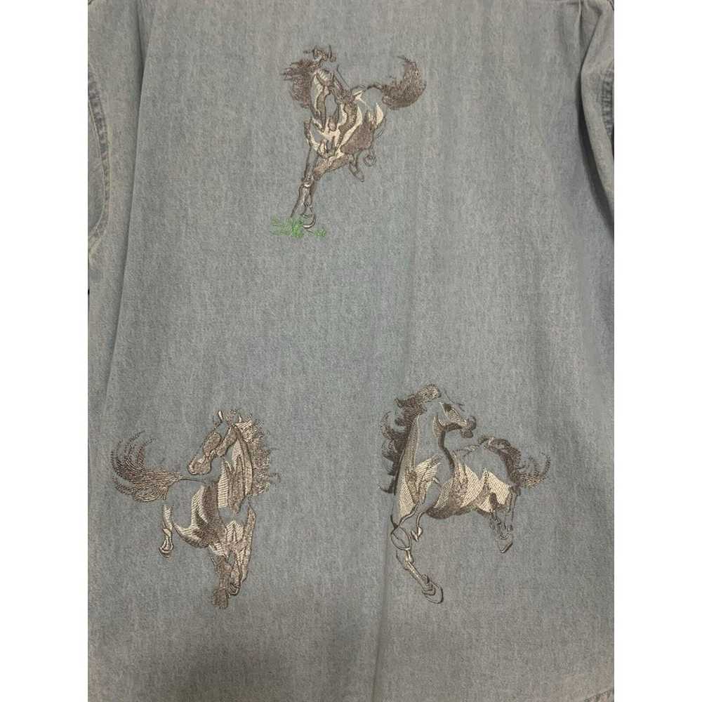 Vintage Rivers End Horse Embroidered Denim Chambr… - image 1