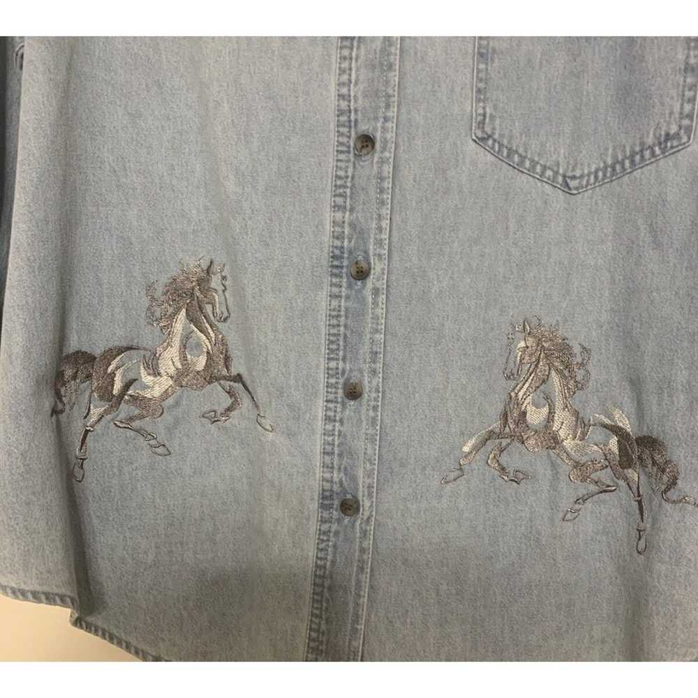 Vintage Rivers End Horse Embroidered Denim Chambr… - image 3