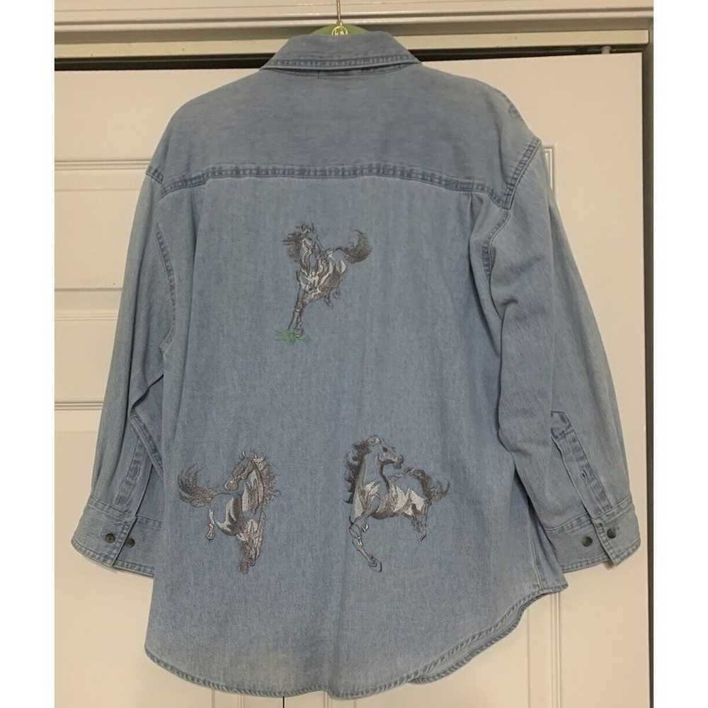 Vintage Rivers End Horse Embroidered Denim Chambr… - image 4