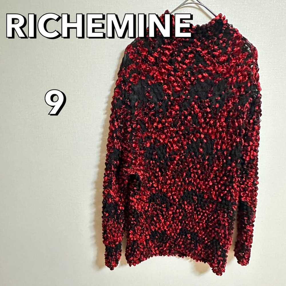 B323【RICHEMINE】9 Long Sleeve Top Red and Black Sh… - image 1