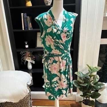 Eliza J Green Floral Faux Wrap dress size 6 offers